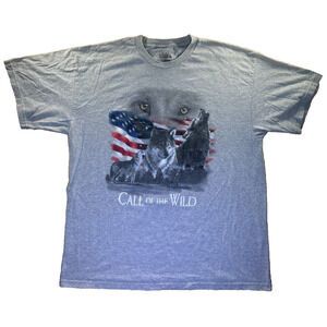 Lifestyle Classics XL Gray Wolf Call of the Wild Graphic T-Shirt Men USA Flag